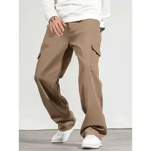 Men's Pure Color Casual Wide Leg Denim Workwear Pants Outdoor Multi-Pocket Hiking Travel Leisure Style All-Season Comfortable Fit Versatile Active Lifestyle Cargo Pant Men's Solid Color Casual Wide-Leg Jeans Workwear Trouser