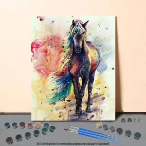 Horse Pattern DIY Painting By Numbers Kit without Frame, DIY Paint By Numbers Kit for Beginner, Wall Art Decor for Home Living Room Bedroom