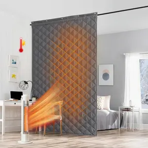 Grey Large Thermal Insulated Curtain for Winter, Window Insulation Soundproof Room Divider for Drafty Door Basement Laundry Acoustic Covering as Door Curtain, W48 x L96 inch, 1 Panel