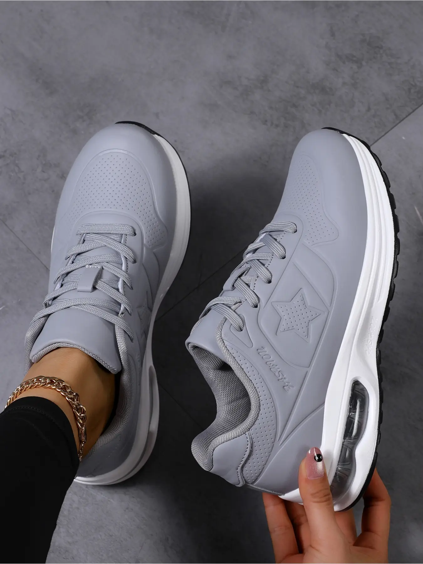 Men's Solid White Air Cushion Athletic Running Shoes, Low-Top Breathable Casual Sneakers, Athletic Running Trainers