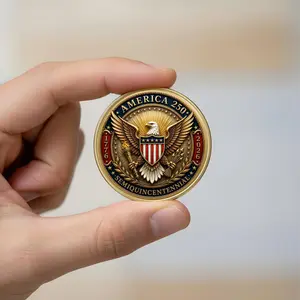 US 250th Anniversary Challenge Coin, 1776-2026 Semiquincentennial Commemorative, Stained Glass American Eagle Design, Patriotic History Gift