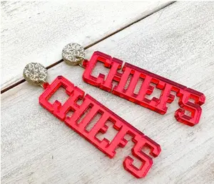 Chiefs Team Spirit Acrylic Stud Earrings - Fashion Accessories, Costume Jewelry & Accessories, Earrings
