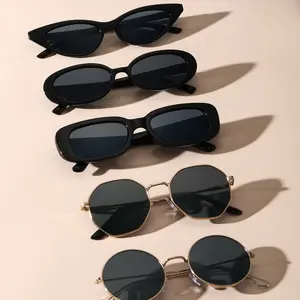 5 Pairs Unisex Small Frame Fashion Trendy Glasses Set, Suitable For Daily Photos, Outfits, Vacation Travel Etc