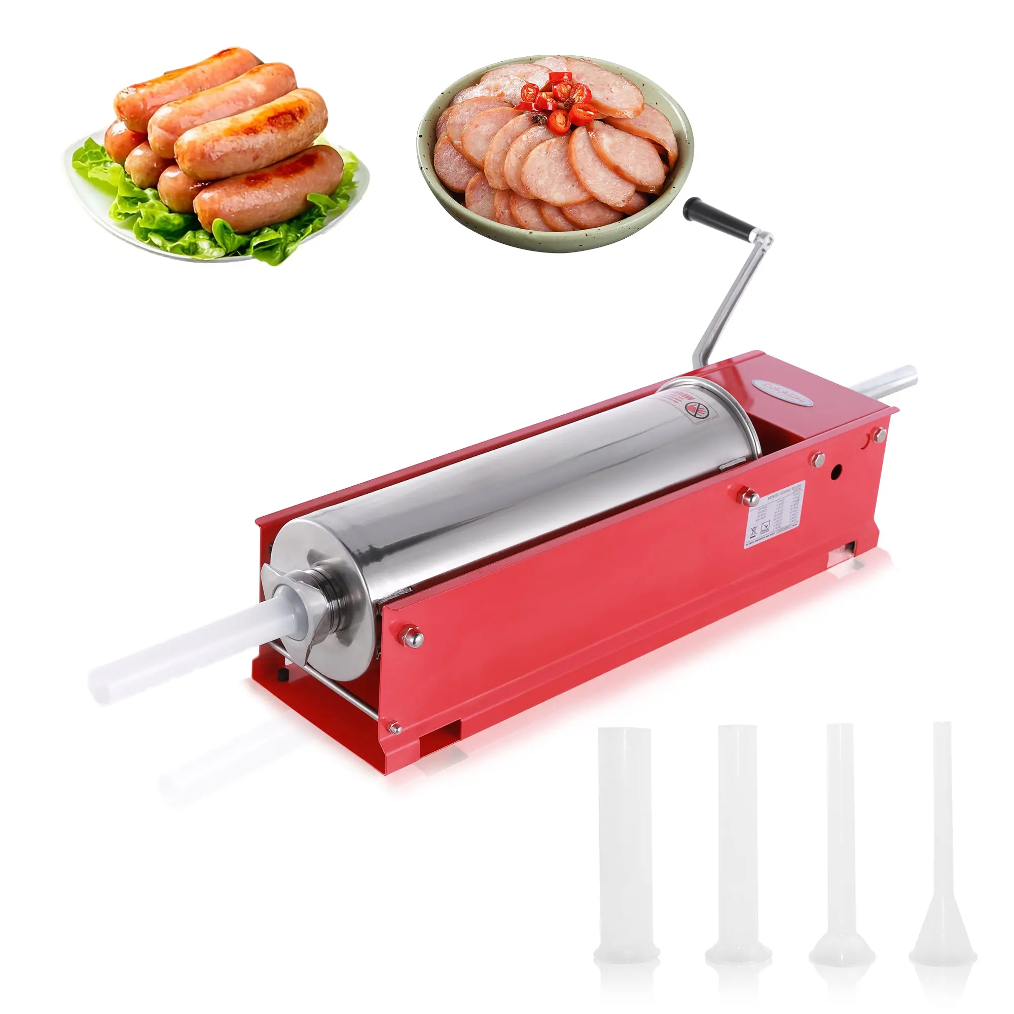 Hakka Manual Horizontal Sausage Stuffer, 7L/15 lb Stainless Steel Sausage Stuffer Machine, Dual-Speed Meat Stuffer & Sausage Maker with Pressure Relief Valve for Home Kitchen, Restaurant & Commercial Use