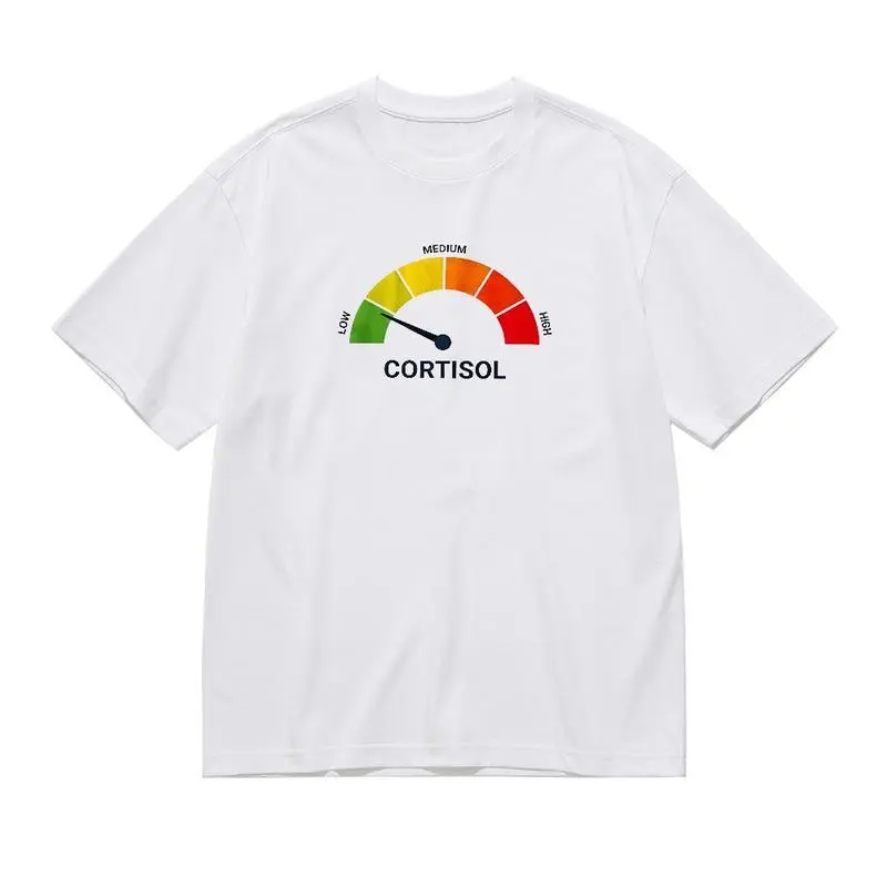 High Cortisol Low Cortisol Funny Graphic Tee, 100% Cotton Heavyweight Casual Short Sleeve Shirt for Men Women