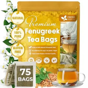 Premium Fenugreek Tea Bags, 100% Natural & Pure from Fenugreek. Fenugreek Herbal Tea. Made with Natural Material Tea Bags. No Sugar, No Caffeine, No Gluten, Vegan. Beverage