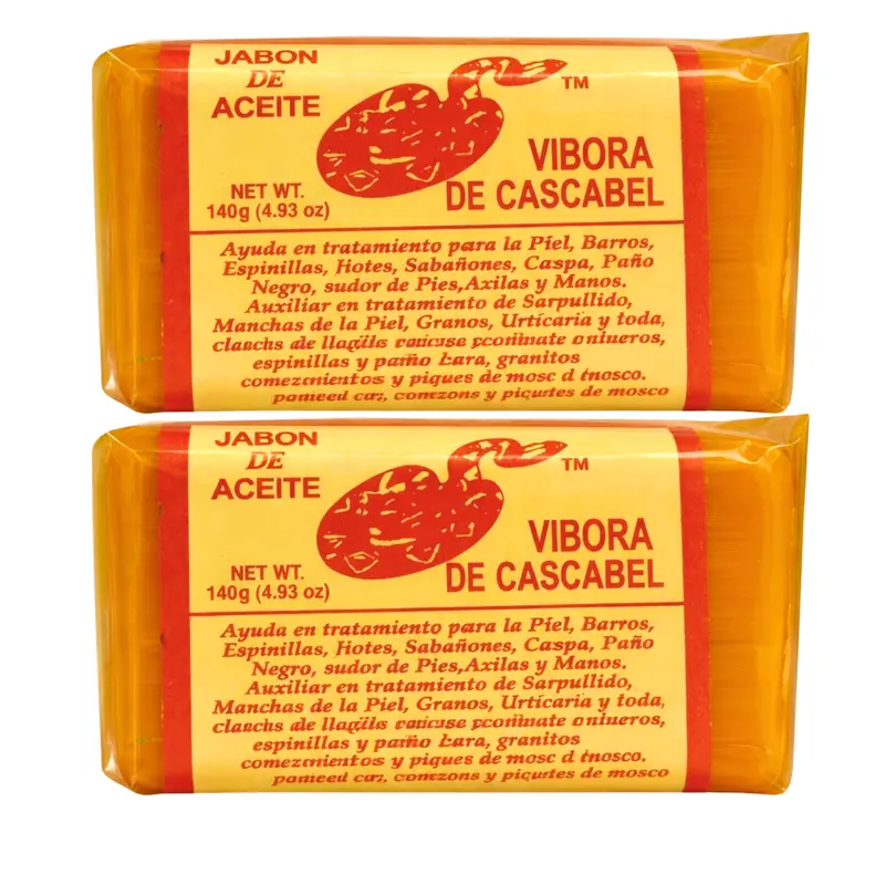 Vibora De Cascabel 140g Oil Soap 2-Pack Solid Bars - Alcohol-Free, Ammonia-Free, Anti-Bacterial Natural Cleansing Soap, Gentle Daily Exfoliator, Deep Dirt/Oil Lift, Soothing Herbal In-Shower Care for All Adults, 12 Months Shelf Life, Smoother Skin Support