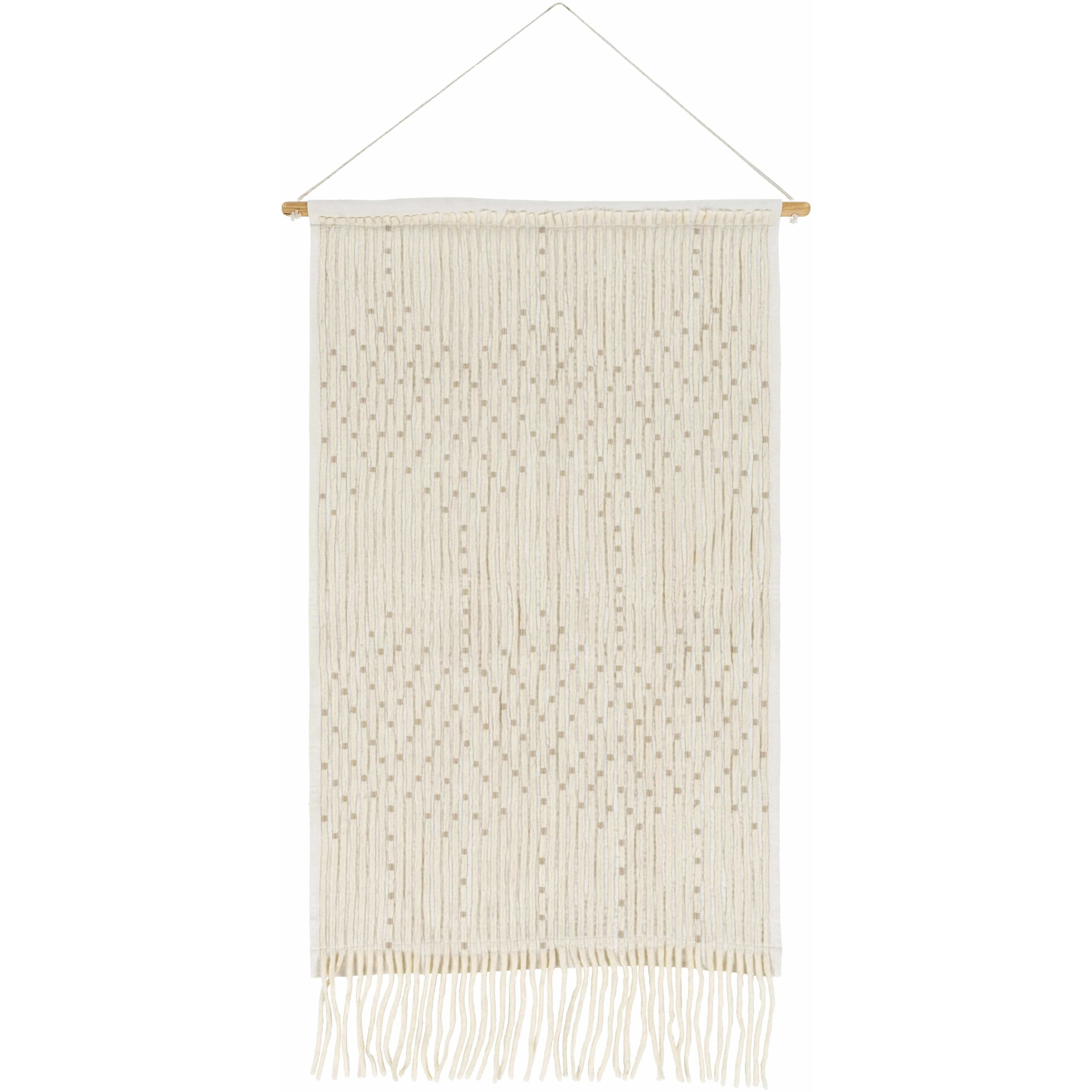 Grannis Handwoven Taupe Modern Wall Hanging - Hangable Macrame Home Decor, Artisan Handmade Asymmetrical Textured Surface Piece, Hanging Sculpture, Bedroom Decorations for Room Accent
