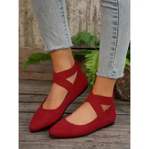 Women's Solid Color Ballet Flats, Casual Comfortable Pointed Toe Flat Shoes for Daily Wear, Lightweight Breathable Shoes for Women