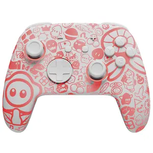 FUNLAB Firefly [glow-in-the-dark pattern] Switch Controller, Switch Pro Controller with Switch/OLED/Lite Wireless Compatibility, Bluetooth Gamepad with 7 LED Colors/NFC/Grip/Turbo/Controller - White
