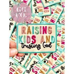 Raising Kids And Trusting God Patch, Christian Hat Patch, Embroidered Patch, Trucker Hat Patch, Iron On, Trendy Hat Patch, Jesus Patch.