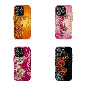 Ed Hardy Style Dragon Phone Case |   Y2K Vintage Streetwear Phone Cover forSuitable for iPhone 17/16/15/14/13/12/11 Pro Max/Plusand Samsung Galaxy S23-25, shock-absorbing, anti-drop protective case, lightweight, new fashion trend design
