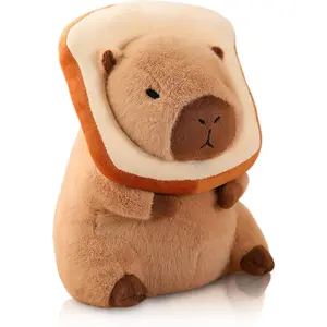12 Inch Cute Kawaii Soft Capybara Plush Doll Pillow with Bread Capybara Stuffed Animals Toys for Girls Kids Adults, Ideal Gift for Birthdays Valentines