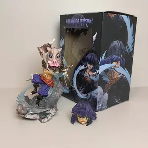 Demon Slayer G5 Figures Zenitsu Tanjiro Inosuke Nezuko & Shinobu Collectible Action Figures PVC Material Free Gift Included Anime Figurine Set for Display mannequin head