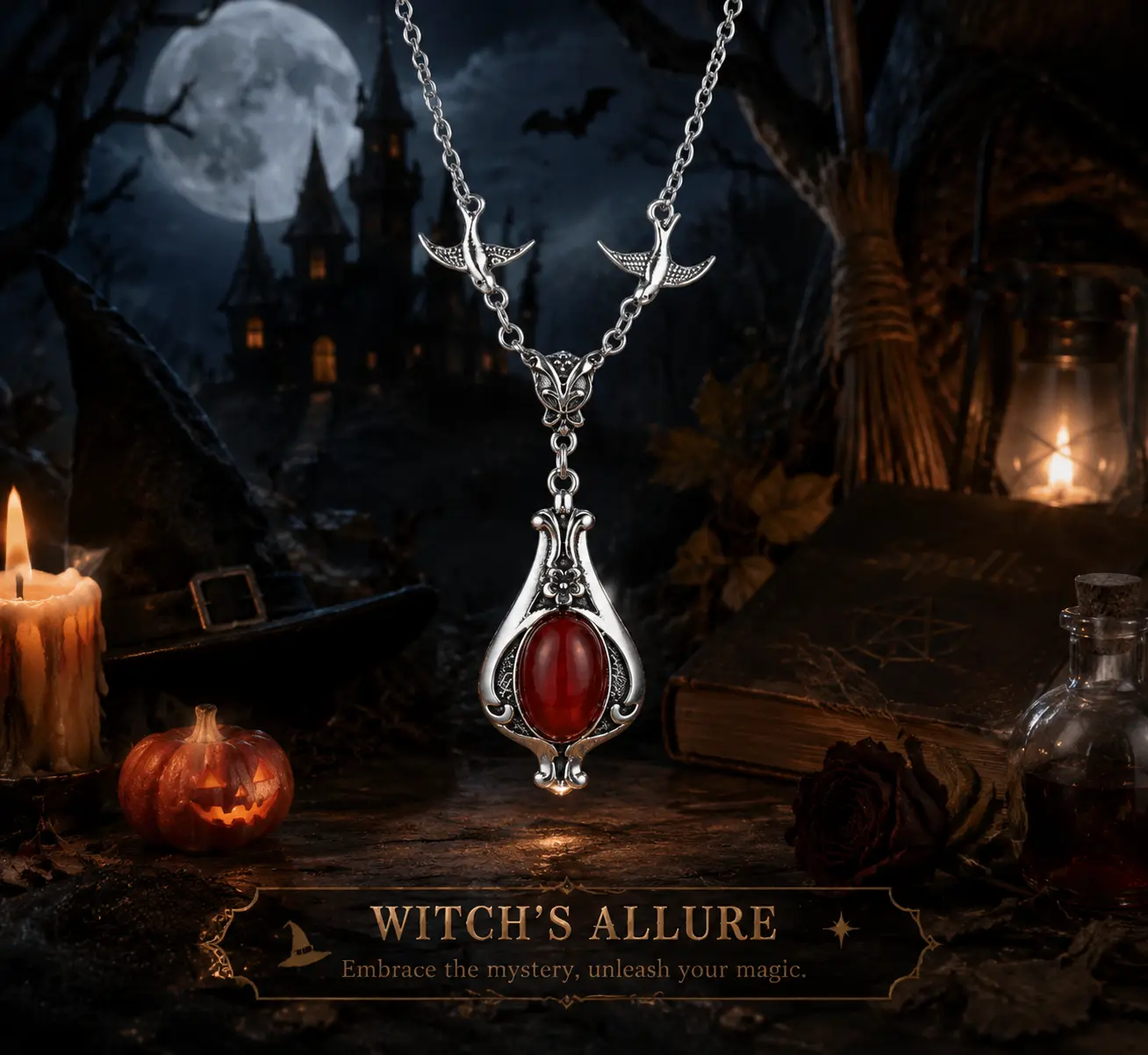 Gothic Carnelian Necklace, Vintage Swallow Butterfly Pendant, Aged Bronze Boho Jewelry, Witchy Dark Academia Fall Accessories, Halloween Gift for Her