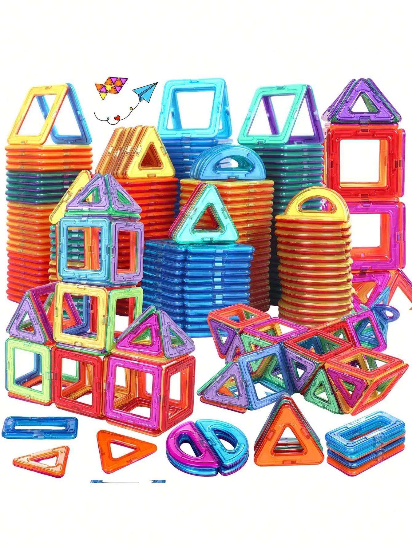 Magnetic Building Blocks Set STEM Montessori Sensory Construction Toy 3D Creative Educational Magnetic Tiles Suitable For 3+ Years Old Toddlers Children Boys Girls Halloween Christmas Birthday Party Gift Vibrant Random Color
