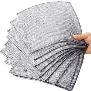20 Counts Multipurpose Non-Scratch Wire Dishcloths – Double-Layer Reusable Dishwashing Rags for Wet & Dry Use, Kitchen Cleaning Cloth for Sinks, Pans & Dishes, Washable & Durable