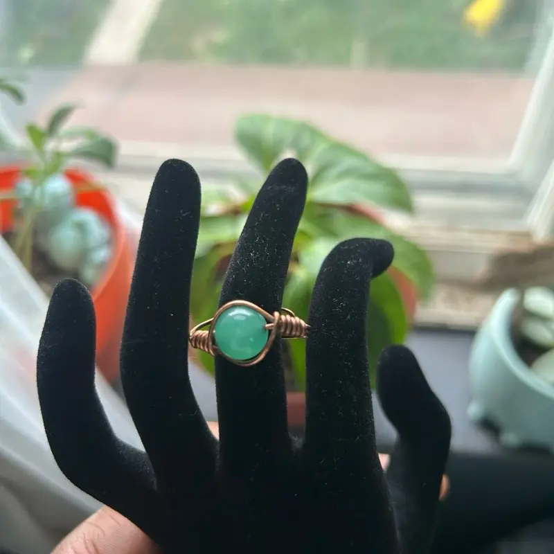 Aventurine Copper Ring