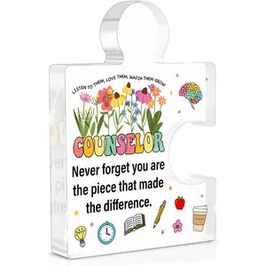 Thank You Appreciation Gifts for Counselor, Best School Guidance Counselor Gifts for Office Acrylic Puzzle Plaque Sign Decor