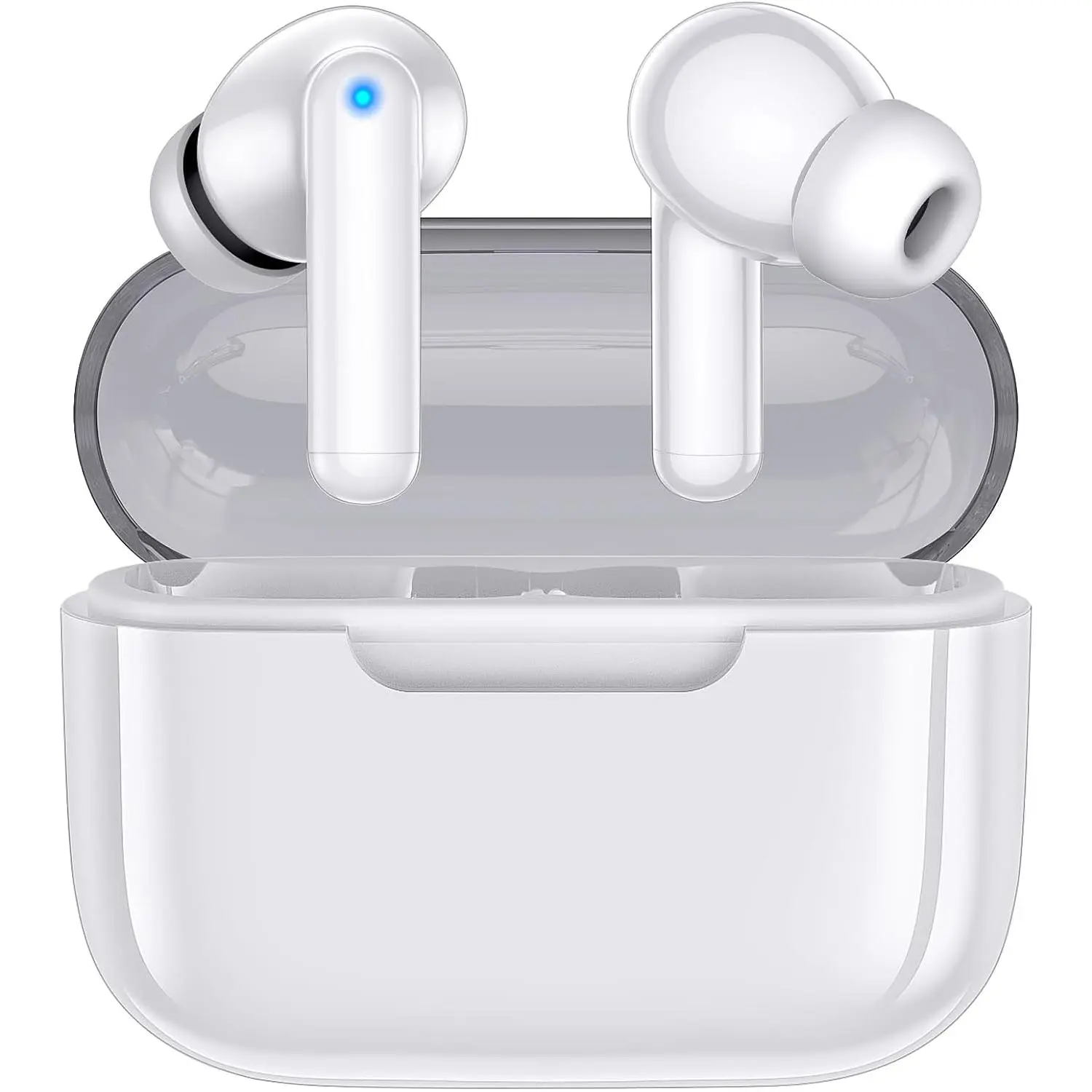 Wireless Bluetooth earphones, 5.3 in ear, lightweight and portable, with rich bass, 48 hour long battery life, clear communication, equipped with microphone, suitable for sports and fitness, white
