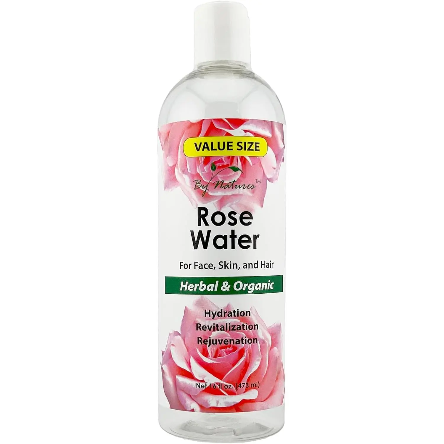 By Natures Organic Rose Water Hydrating Toner Mist, Alcohol-Free Cleansing Face & Hair Spray with Coconut Water for All Skin Types, 16 fl oz