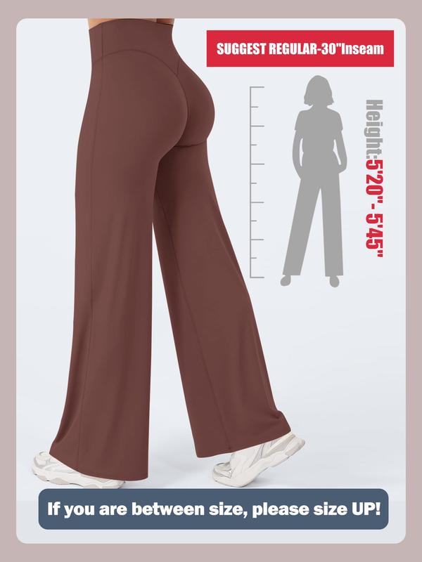 30" Inseam Loose-Fit Casual Straight Leg Yoga Pants for Women (Fits Heights 5'2"–5'4"), High-Waisted Stretchy Buttery Soft Athleisure Style Bottoms for Gym, Workouts and Yoga, No-Front-Seam Design