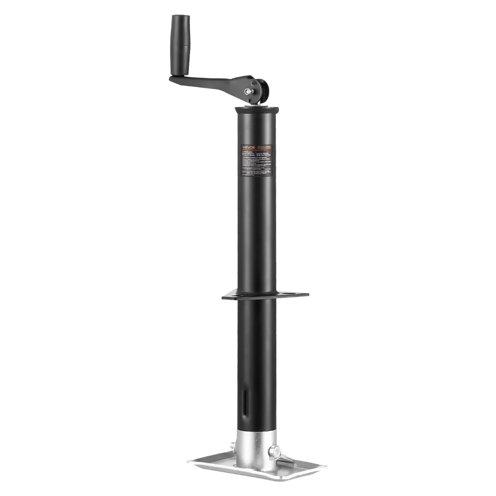 VEVOR Metal A-Frame Alloy Steel Trailer Jack, 2000 lbs Dynamic Load Capacity, 11 lbs Weight, Powder Coated Stand, Ergonomic Crank Handle, Rectangular Footpad, 15 in Vertical Travel, Easy Height Adjustment, Suitable for RV, Horse, Yacht Trailers
