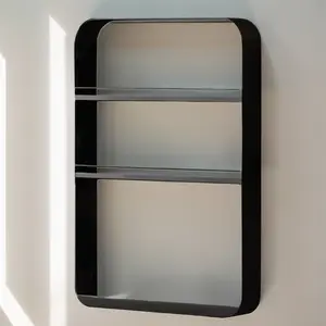 Kitchen Wall-Mounted Utensil Storage Rack Large Capacity Bathroom Bottles Storage Rack Three Layer Wall-Mounted Spice Rack Organizer Metal