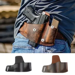 Leather Tactical 1911 Holster Waist Clip On Quick Draw Concealed Carry Gun Pouch with Magazine Holder Outdoor Shooting Accessories