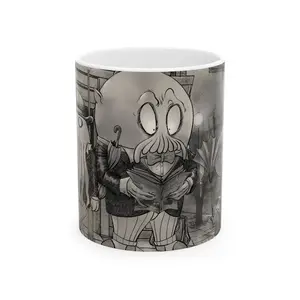 Whimsical Octopus Mug, Quirky Coffee Cup, Unique Gift for Him or Her, Nerdy Kitchenware, Black and White Artwork