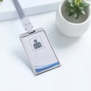 Vertical Alloy Badge Card Holder Set, Anti-Bend Sweat-Proof Business Card Lanyard for Conferences, Campus ID Access Pass with Multi-Slot Design. Waterproof, Durable, Lightweight & Stylish. Adjustable Neck Strap, Universal Size for Everyday Use.