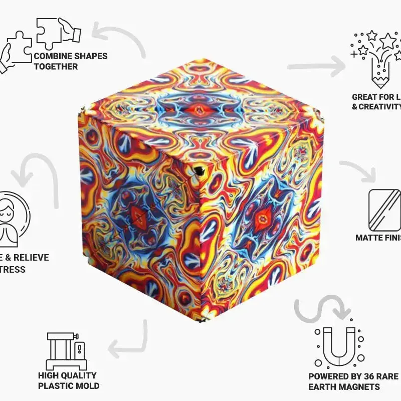 SHASHIBO Licensed Fidget Cube Shape Shifting Box - Award-Winning, Patented Magnetic Puzzle Cube w/ 36 Rare Earth Magnets Over 70 Shapes infinity cube