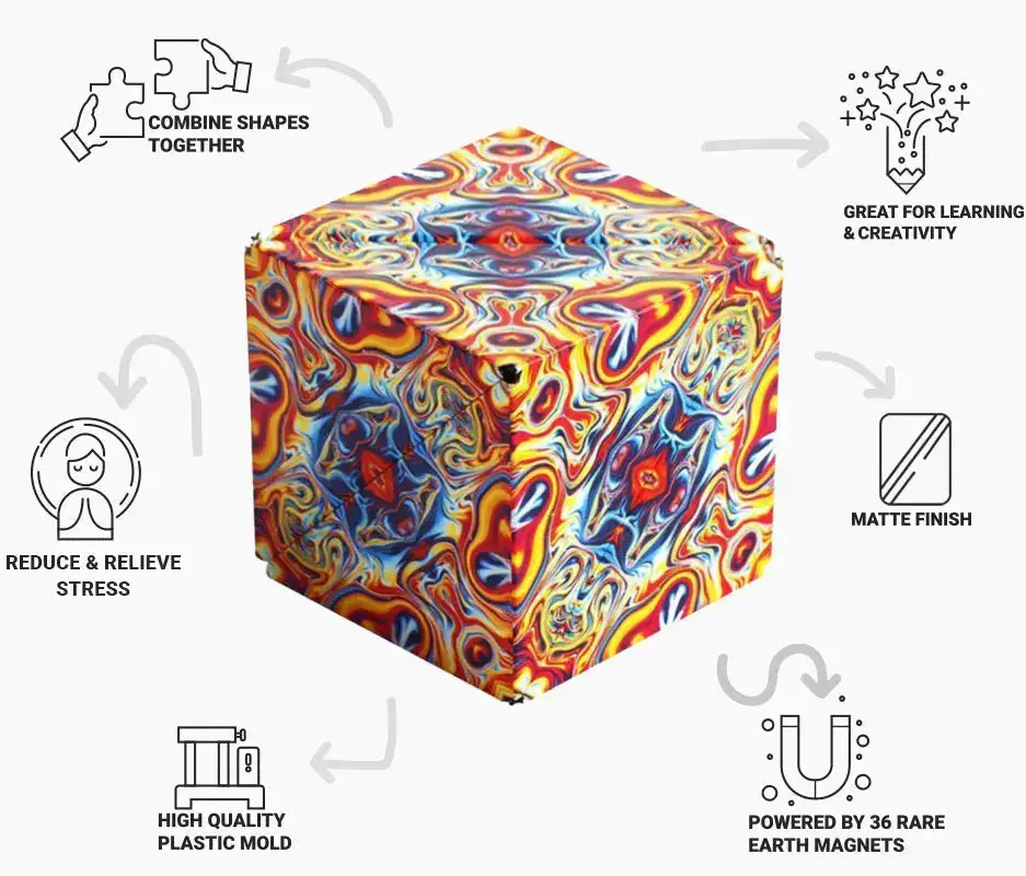 SHASHIBO Licensed Fidget Cube Shape Shifting Box - Award-Winning, Patented Magnetic Puzzle Cube w/ 36 Rare Earth Magnets Over 70 Shapes infinity cube