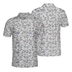 Classic Deer Camouflage Polo Shirt for Men Short Sleeve Outdoors Fishing Golf, Cozy Fit, Perfect Any Season, Full Color