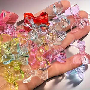 Acrylic Transparent Ribbon Beads, 34x24mm Butterfly Knots, DIY Keychain Jewelry Making Accessories, Bracelet Bead Series