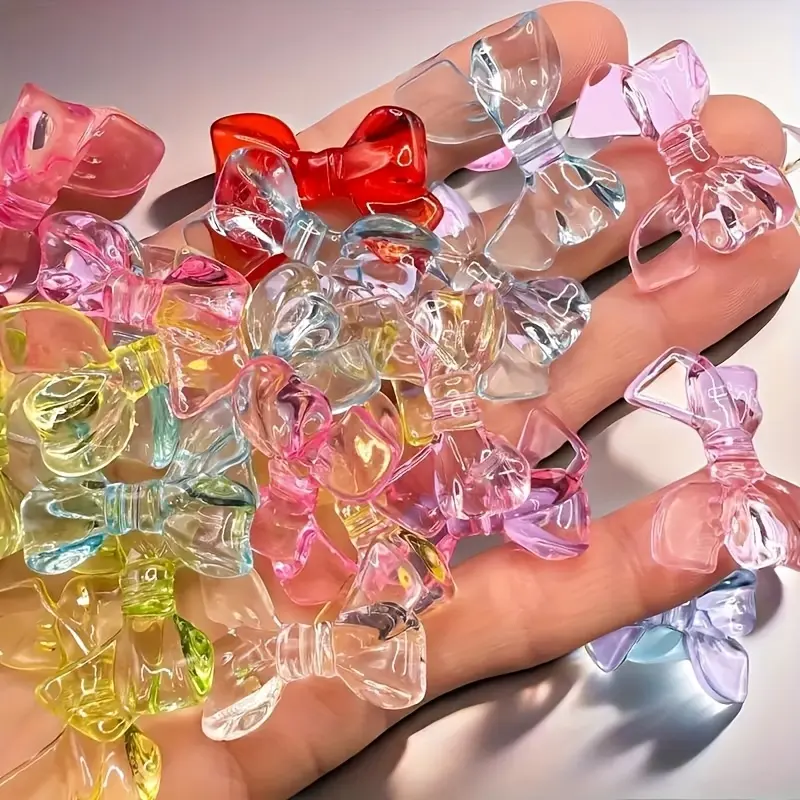 Acrylic Transparent Ribbon Beads, 34x24mm Butterfly Knots, DIY Keychain Jewelry Making Accessories, Bracelet Bead Series, Jewelry Making Supplies