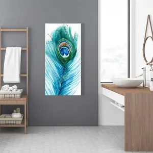 360 stand 24x48 in. Long Peacock Feather Photo - Romantic Animal Print with Feather Detail, Unframed Wall Art, Artistic Home Decor for Living Spaces, Decoration, Artwork