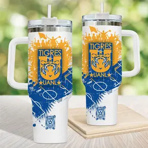 Team Spirit Travel Mug With Handle, Sports Fan Drink Cup, Gift For Soccer Lovers