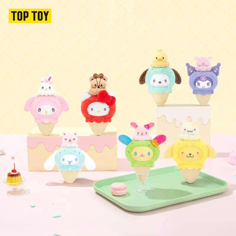 [Back to school]TOPTOY SR Family Mini Ice Cream Cone Plush Charm Blind Box. Sweet Ice Cream Shaped Design, Soft Light Plush Texture, Tiny Portable Size Great For Summer Backpack Matching And Daily Outfits