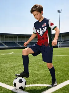 Football Set, Boy Girl Sports Wear, Maple Leaf Eagle Pattern, 2026 World Cup Theme, Breathable Quick Dry Jersey Shorts