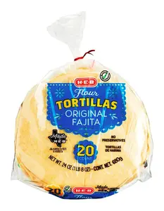 HEB Original Flour Tortillas 20 Ct Bag Pack of Fajita Style