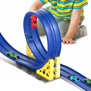 Soft Plastic Track Racing Car Set Toy, DIY Assembly Model Kit, Fun Race Car Playset for Kids, Educational Stem Learning Toy, Boys & Men gifts, Toyset