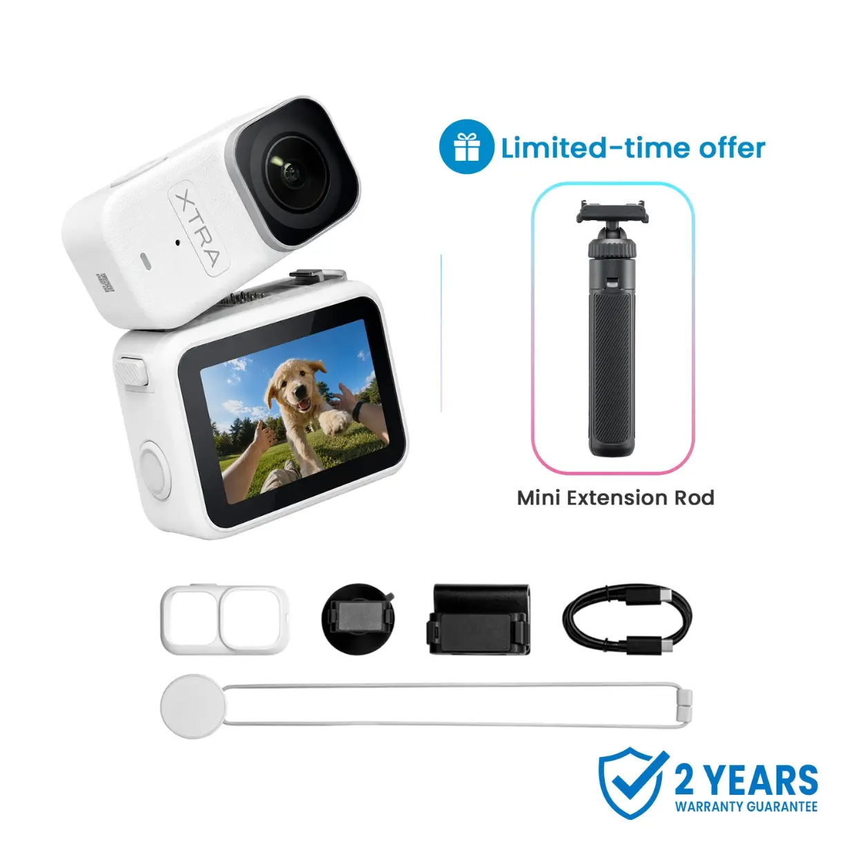 Xtra Atto Wearable 4K Sports Action Camera - Wearable Body Camera, 54g Light & Compact, 1/1.3" CMOS Sensor, 4K/60fps Video, 220-Min Max Recording, 5-Min Pre-Recording, Built-in Stabilization, 128GB Storage, 600MB/s Fast Transfer for Action Sports