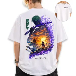 Santoryu Three Sword OP Anime Unisex T-Shirt, Pirates Hunter, Vintage Anime Shirt, Gift for Luff Strawhat Anime Mange Fans Her Him