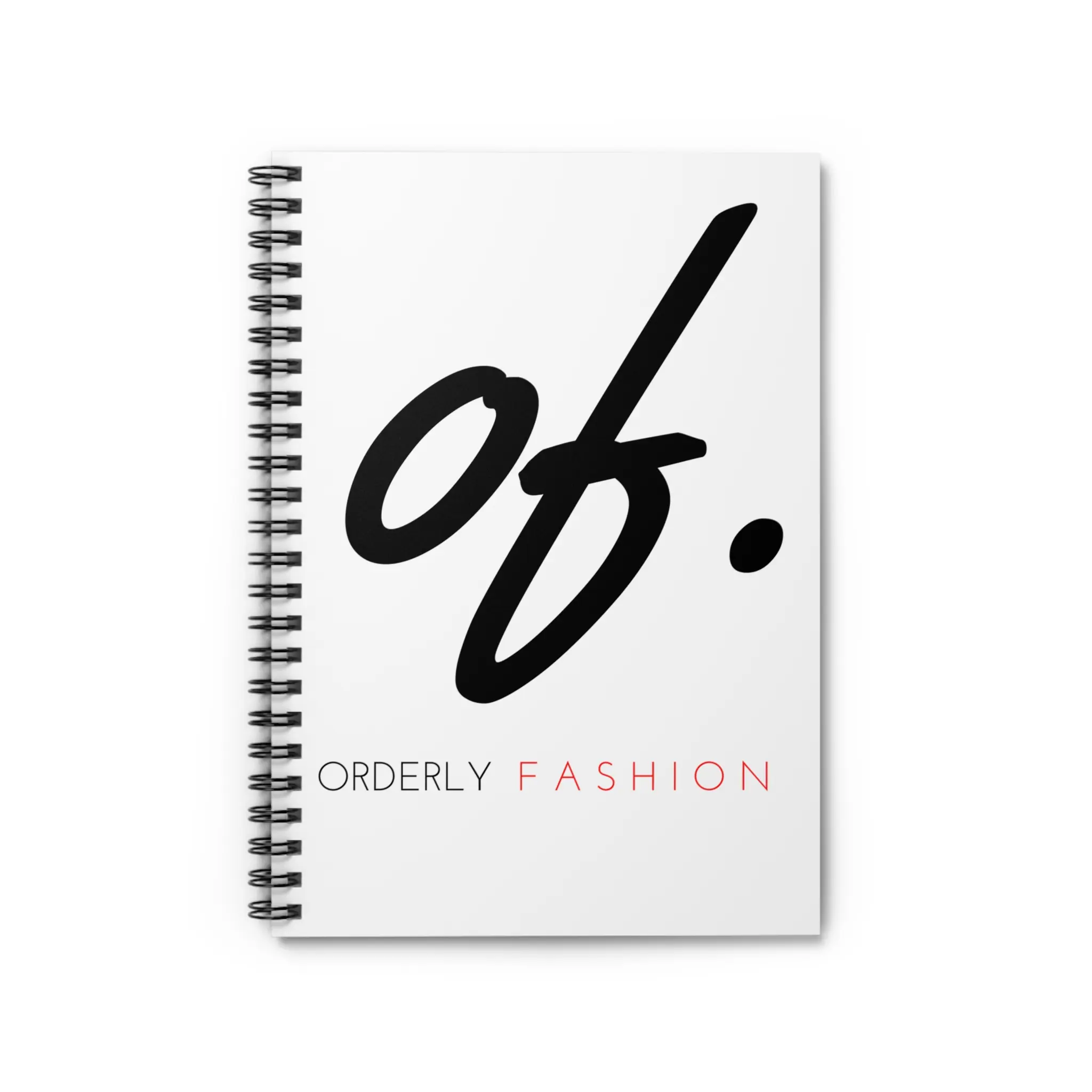 Orderly Fashion logo notebook Spiral Notebook | ruled lined journal, minimalist script design
