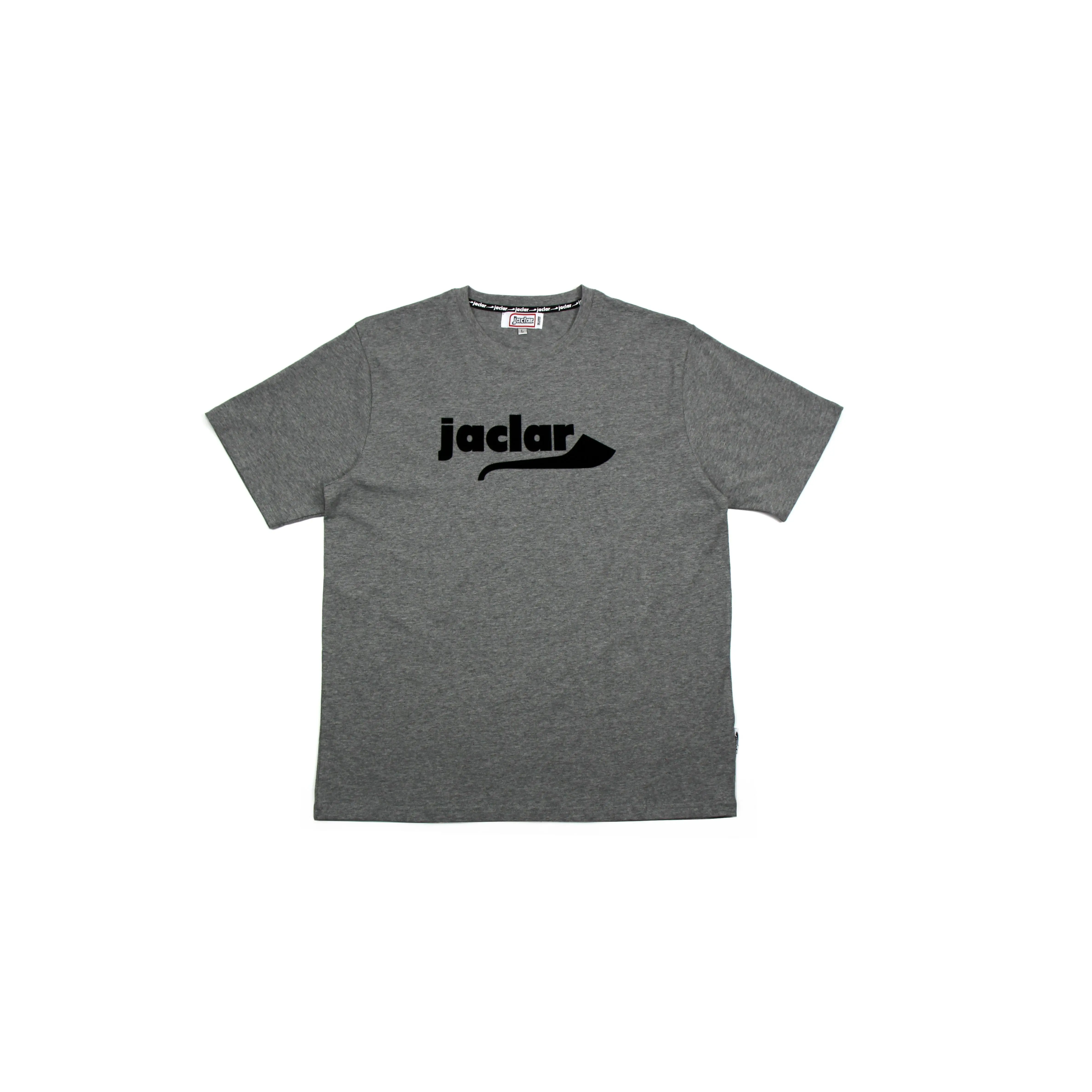 Men's Heather Grey Plush Short-Sleeve Round Neck Casual Jaclar T-Shirt, Graphic Menswear Top