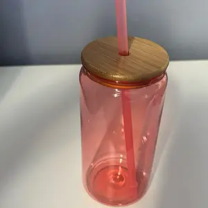 Plastic Tumbler with Bamboo Lid and Pink Straw for Everyday Use