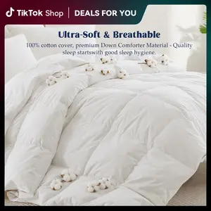 Deals For You Days | PEACE NEST Soft Fluffy Goose Down Feather Fiber Bed Comforter All Season Duvet Insert Mediumweight Year-round Cozy Bedding Twin Full Queen King Cal King Essential Hotel Style Father's Day Gift