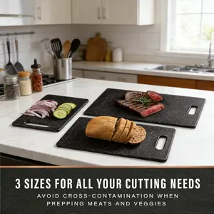 Internet celebrity black spotted cutting board 3-piece set, complete in size, easy to clean, no odor, hanging hole design, convenient for storage, anti mold and antibacterial, scratch resistant and wear-resistant, easy to clean