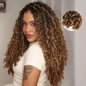 ISEE HAIR 250% Density Burmese Curly Highlight Brown Color Wear Go Half Wig Minimal Leave-Out InvisiFit Strap Flip Over Wig Glueless Human Hair Wigs for Beginners  Vacation Hair #Summervibes#ISEECrochetNewArrivals